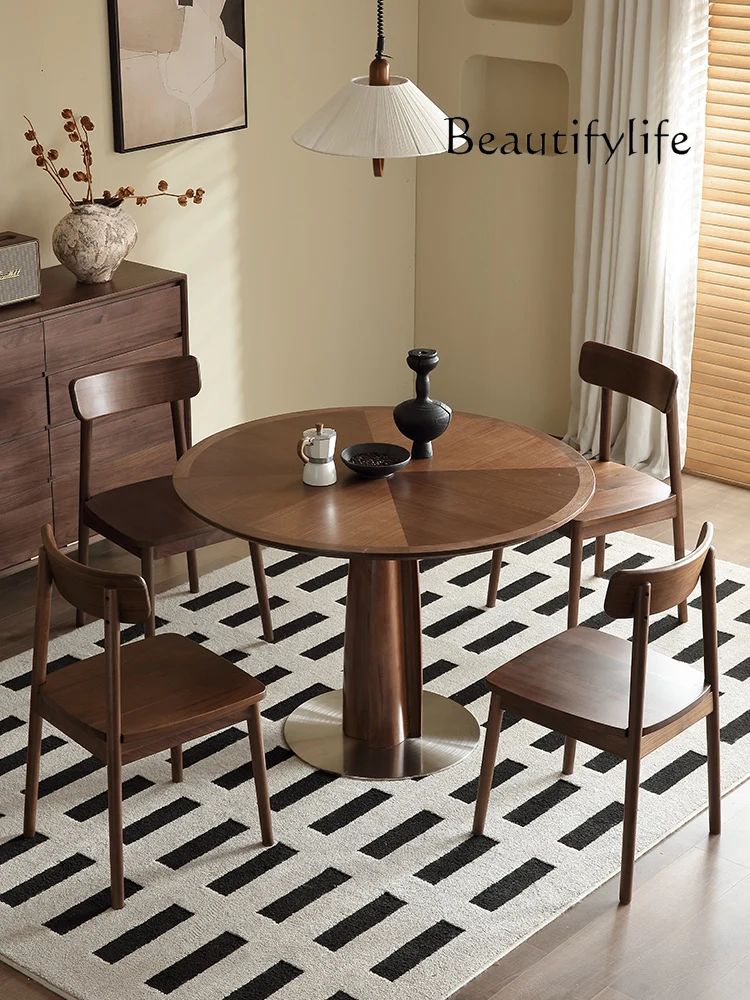 

Nordic Antique Style Solid Wood Dining Table Household Minimalist round Dining Table