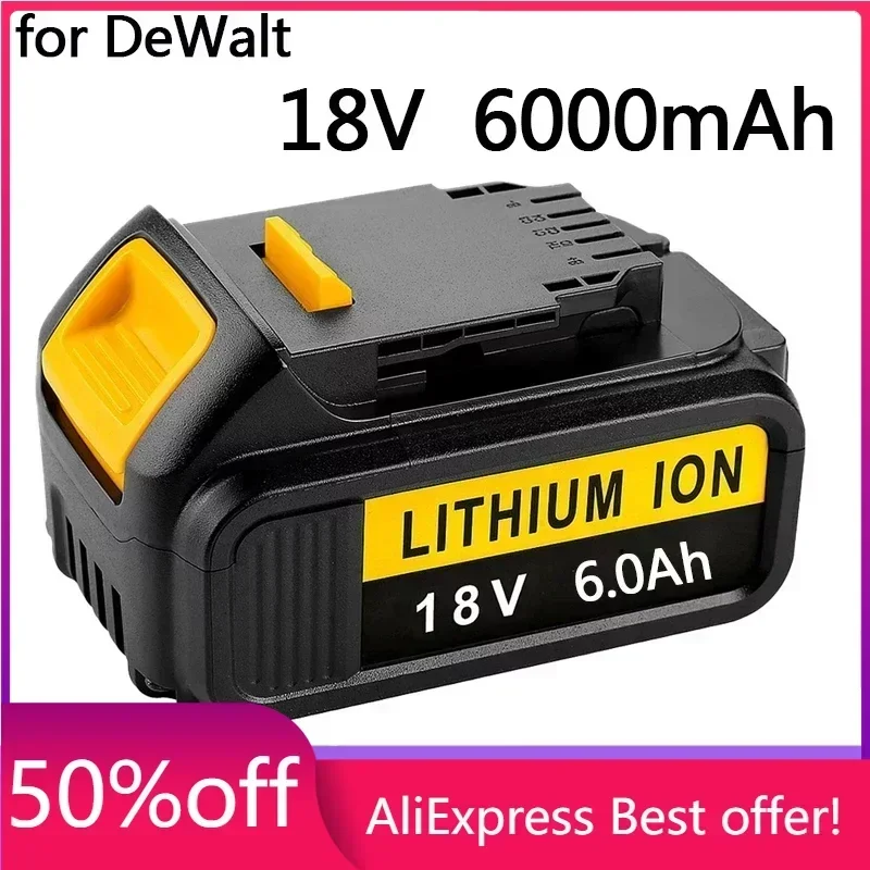 

100% Original For DeWalt 18V 6000mAh Rechargeable Power Tools Battery with LED Li-ion Replacement DCB205 DCB204-2 20V DCB206