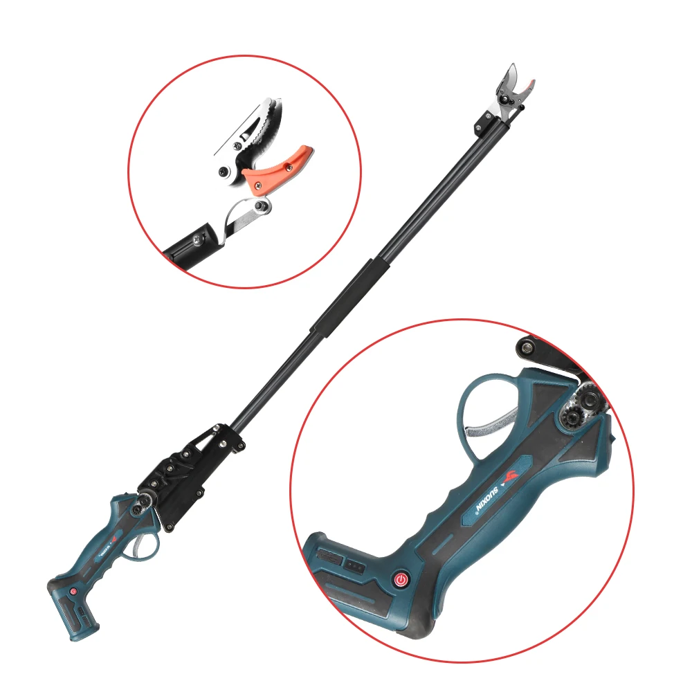 Industrial Telescopic Fruit Picker Long Reach Electric Pruning Shears Aluminum Lightweight Pole Pruner Garden Clippers For