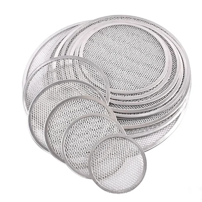 Non Stick Pizza Screen Pan 6-22inch Seamless Aluminum Metal Net Bakeware Kitchen Tools Round Pancake Pizza Pastry Baking Tray