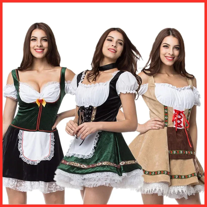 

German Munich Beer Festival Girl Uniform Costume Christmas Halloween Bar Girl Dress Stage Maid Cosplay Costume