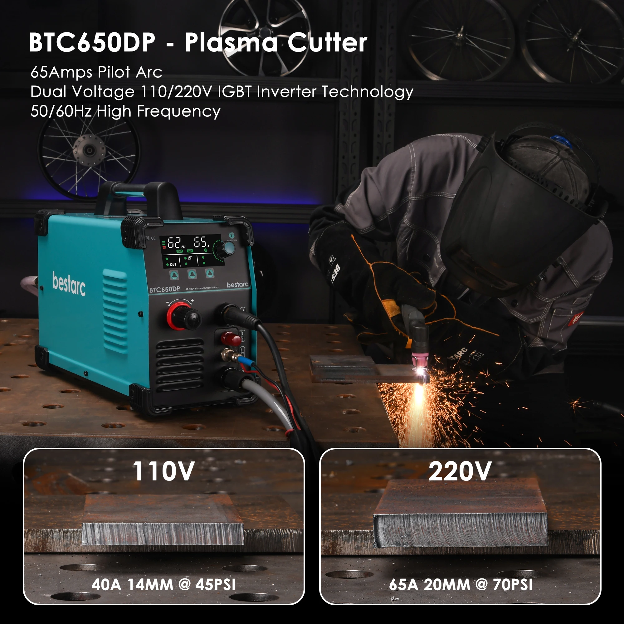 bestarc 65Amps Pilot Arc Plasma Cutter BTC650DP With Air Sensor Technology & Digital Screen Display | 20MM Max Cutting Thickness 2