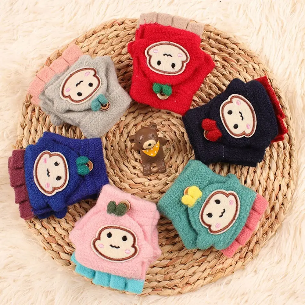 

1-5 Years 1-5 Years Kids Children Half Finger Mitten Flip Cover Gloves Mittens