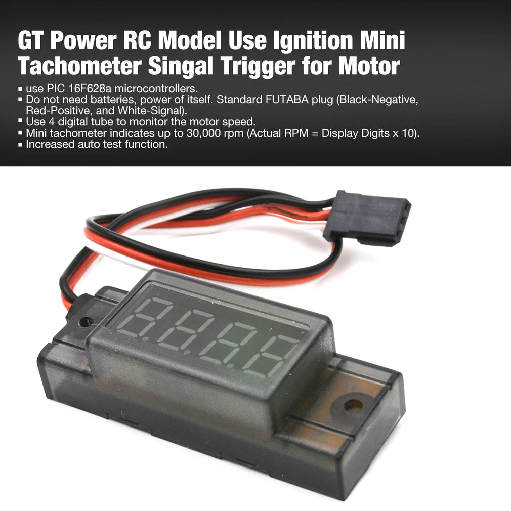 Mini Tachymètre GT Power pour Moteur RC - RPM 30000 tr/min
