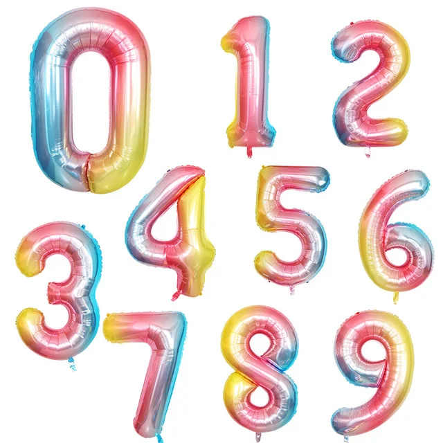 thumbnail image 1 of Globos de helio de aluminio grandes de 40 pulgadas con números del 0 al 9, decoraciones para fiestas de bodas, baby showers, figuras grandes, suministros para globos de aire, 1 of 5