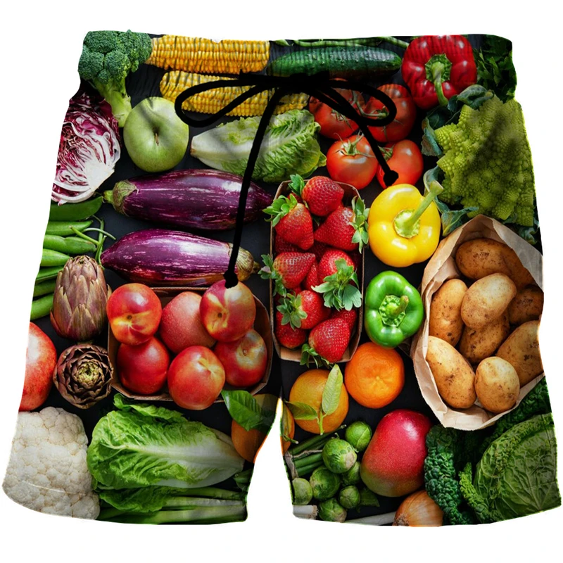 New Gourmet Food Graphic Beach Grilled Sausage Shorts For Men 3D Printed Sausage Boardshorts Men Women Meat Sausage Short Pants 5