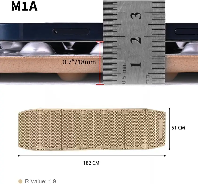 Mountain Spring M1 Series Moisture-Proof Folding Closed Cell Foam Sleeping Pad R-1.9Ultra-Lightweight Hexagonal Design Sleeping 5