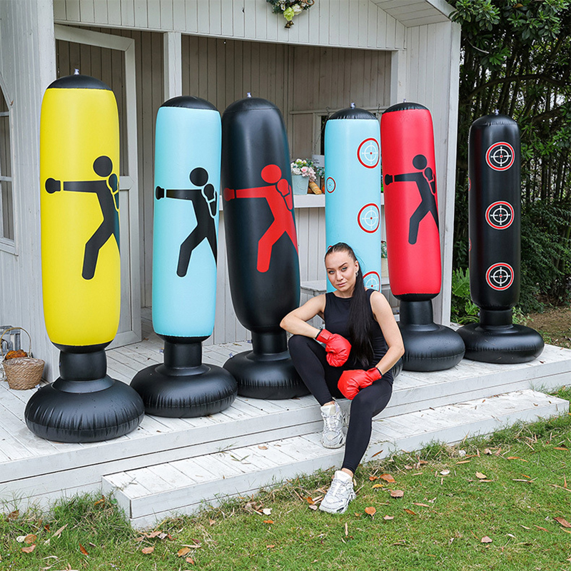 120/160cm Inflatable Punching Bag PVC Boxing Bag Adults Kids Training Stress Relieving Sandbag Home Sanshou Taekwondo Vertical
