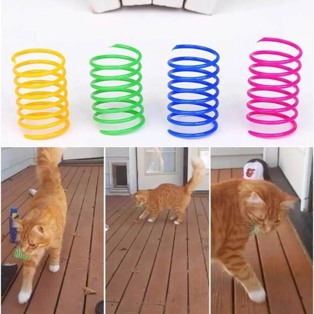 4/200Pcs Cat Spring Toy Cat Spiral Toys Interactive for Indoor Colorful Cats Plastic Springs Coil for Kitten Hunting Swatting 3