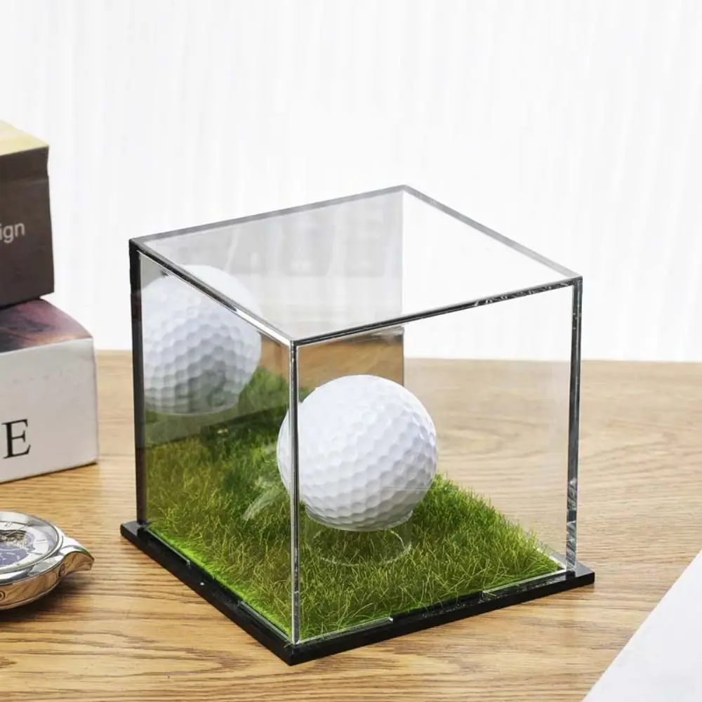 Transparent Golf Ball Display Case Dust Protection Clear Square Holder Stand Golf Ball Lawn Design Smooth Surface