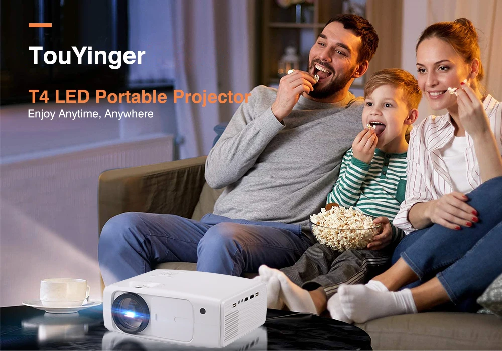 TouYinger T4 LED Mini Projector 1080P Full HD Data show Projector Portable Beamer Home Theater 8500 Lumens HDR Video Outdoor TV