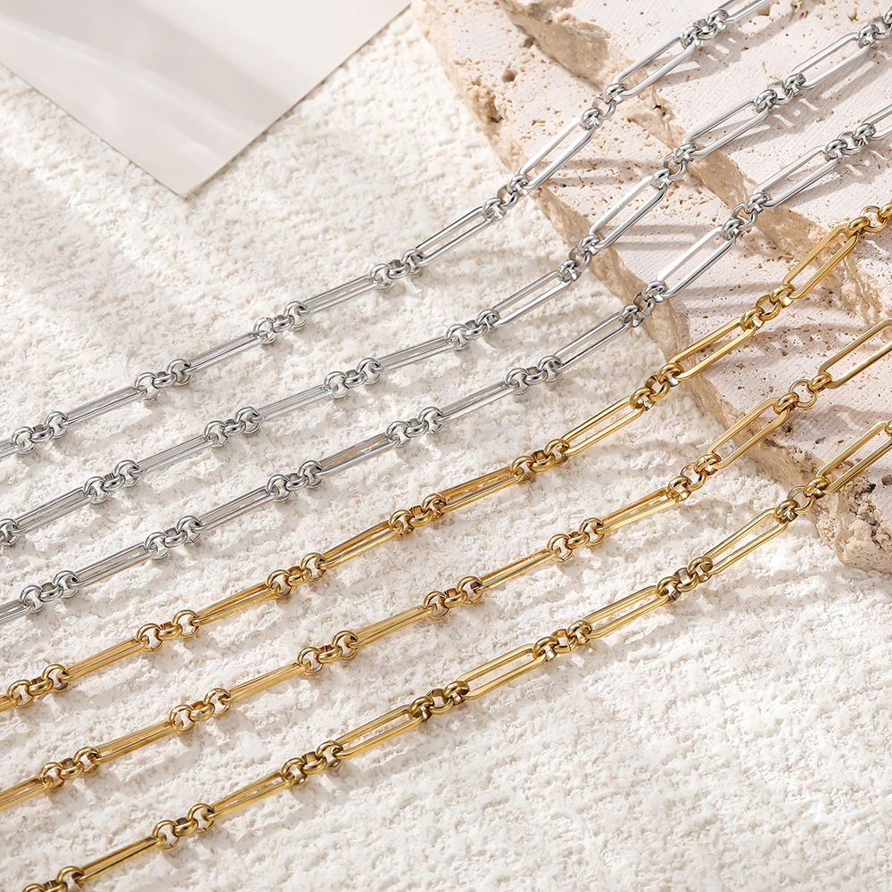 1 Meter/Lot 304 Edelstahl Kette 4x14mm Handgemachte Ketten für DIY Halskette Armbänder Schmuck Machen Zubehör – Detail 5