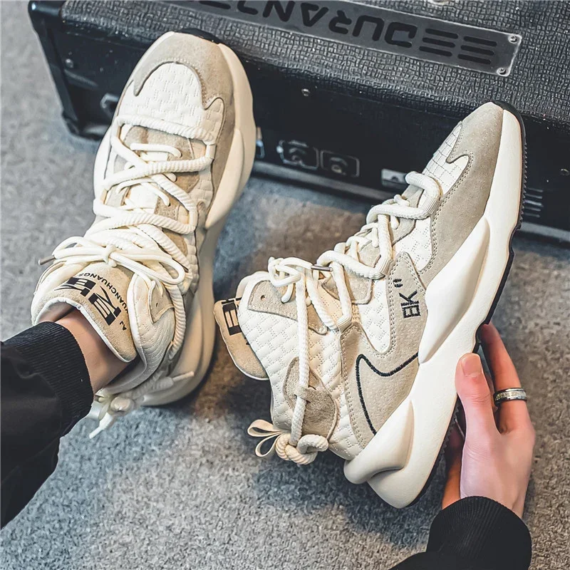New Autumn and Winter High Cut Plush Warm and Trendy Shoes for Sports and Leisure Men's Fashionable Lace Up Youth Running Shoes 6