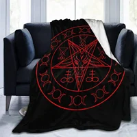 Satanic Wiccan Symbols Goat Blanket,Soft Cozy Plush Flannel Throw Blanket for Men Woman Adults Luxury Warm Blanket Home Decor 2