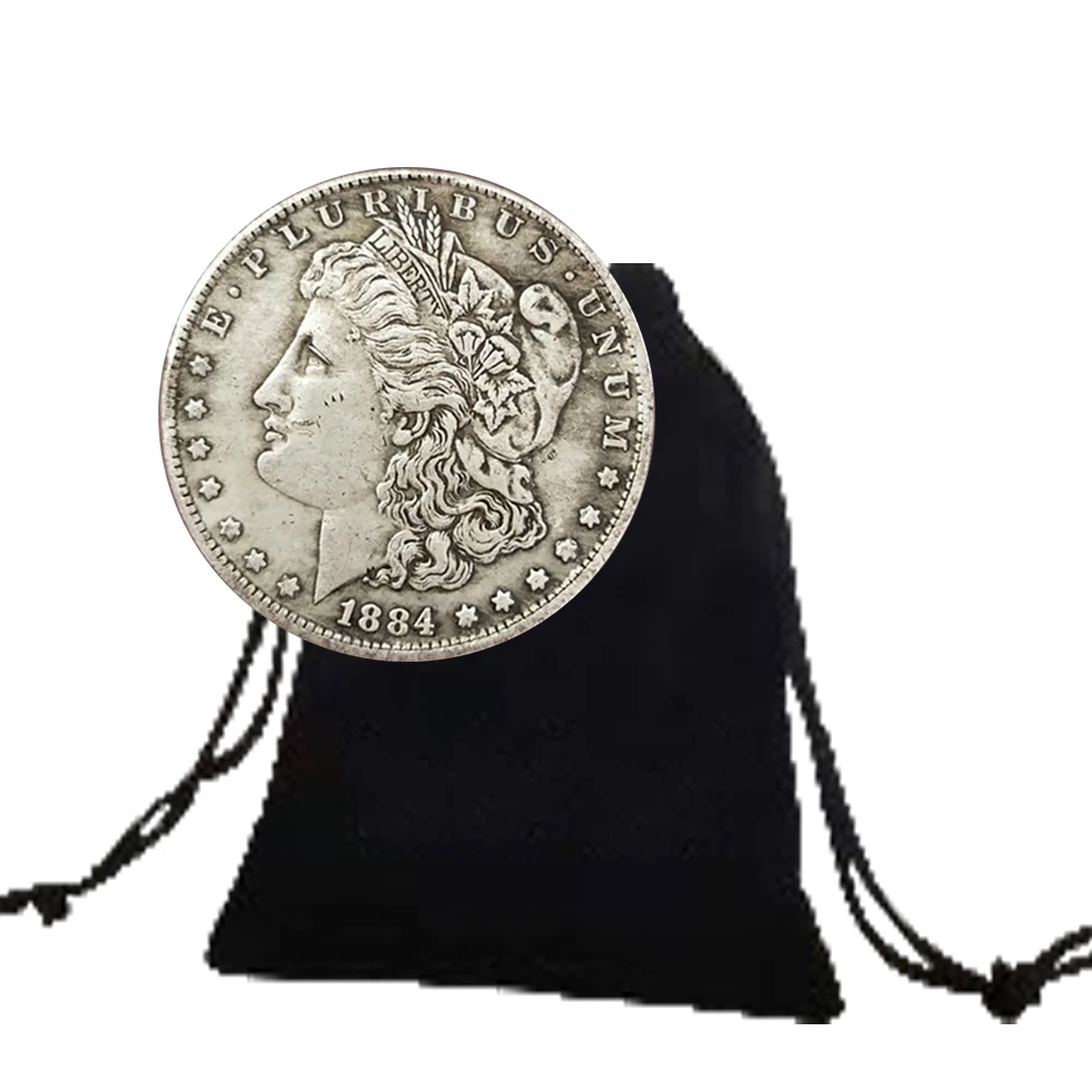 1884년 미국 럭셔리 1 달러 미국 예술 동전/사랑 평화 기념 동전/새겨진 포켓 모건 행운의 동전 메모리 선물 + 선물  가방-Freehip.co.kr