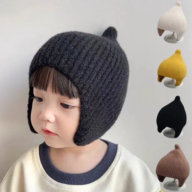Bonnet de protection des oreilles pour bébé, bonnet doux pour bébé, bonnet pour bébé, chapeau en laine pour bébé, nouveau pull pour bébé, filles et garçons, automne et hiver 1