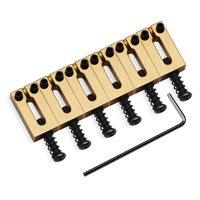 

Седло из латуни 6 шт./партия, седла для гитарного моста с плоским верхом из чистой латуни для крыла Stratocaster или Telecaster