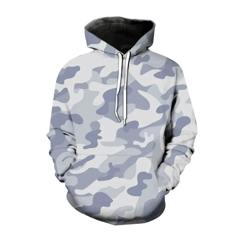 Yumenam herenhoodie met haaienkop, camouflage 3D-geprint sweatshirt met volledige ritssluiting, camouflage casual streetwear jas voor mannen en tieners, Mokka, L