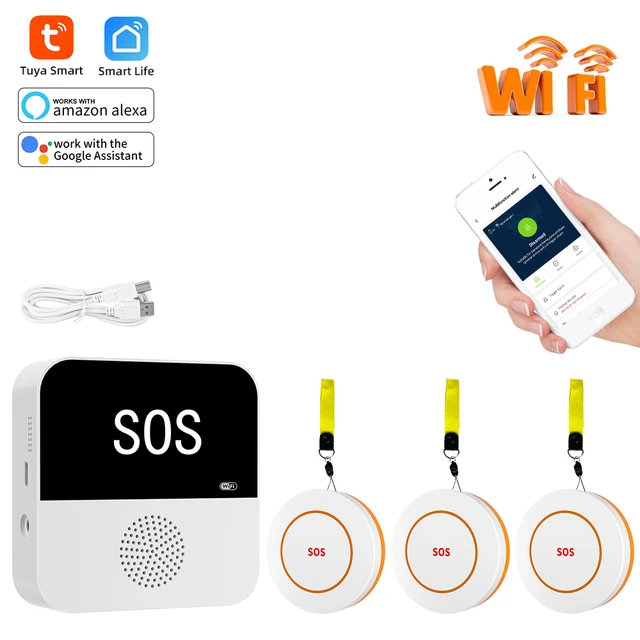 TUYA wi-fi wireless smart keyboard SOS call emergency call button medical alarm system for the elderly patients with alarm