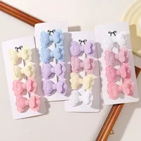4Pcs/set Candy Colored Hair Clip Set for Girls Double Layered Bow Cute Bangs Hair Pin Cotton Safe Kids Baby Hair Accessories 2