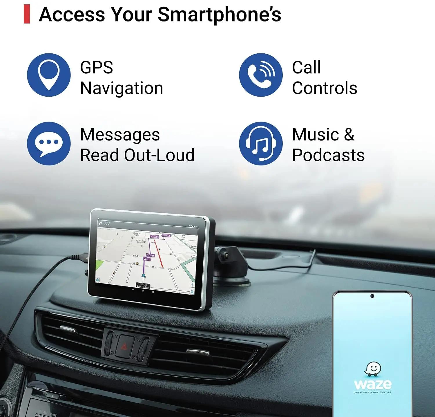 Autoradio Carplay sans Fil,Android Auto avec écran Tactile IPS de 9 Pouces,  Portable Moniteur avec Caméra Externe, Bluetooth, WiFi,  GPS/FM/Siri/Google/AirPlay : : High-Tech