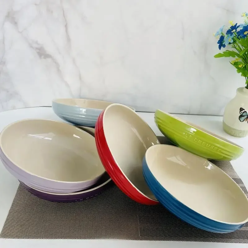 French 8-inch Deep Disc Stir Fried Vegetables Plate 20cm Diameter Height 5.5cm Dish Household Tableware