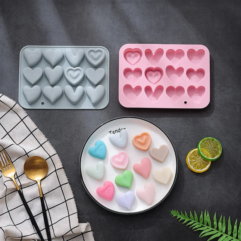 6 cavités 3D amour coeur diamant en forme de moule Silicone ustensiles de  cuisson moules chocolat savon pudding gâteau à la main outils de cuisson