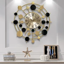 

Simplicity Wall Clock Metal Fashion Creativity Home Living Room Bedroom Decoration Gold Modern Digital Pointer Round Wall Watch