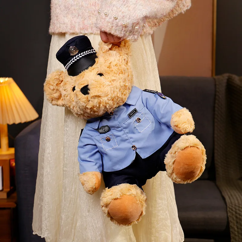Plush Police Bear Toys Traffic Teddy Bear Peluche  Dolls Full Stuffed Animal Toy For Kids Boys Christmas Birthday Gifts
