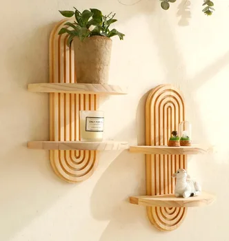 Boho Wooden Wall Storage Shelf 1