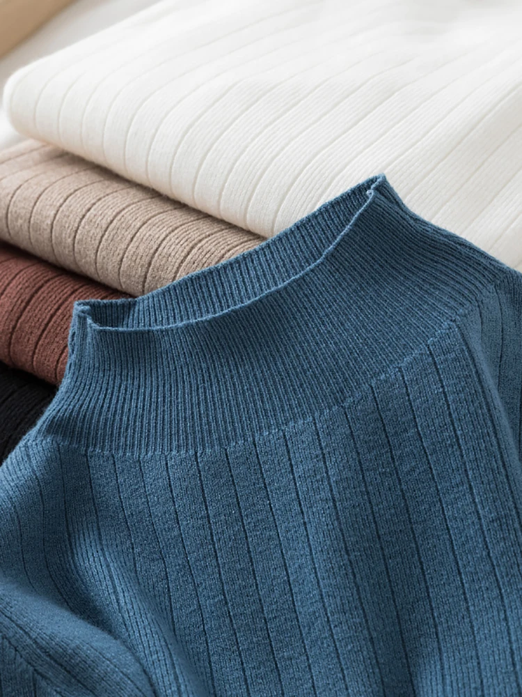 

2024 Simple Women Turtleneck Sweater Winter Fashion Pullover Elastic Knit Ladies Jumper Casual Solid Black Female Basic Tops