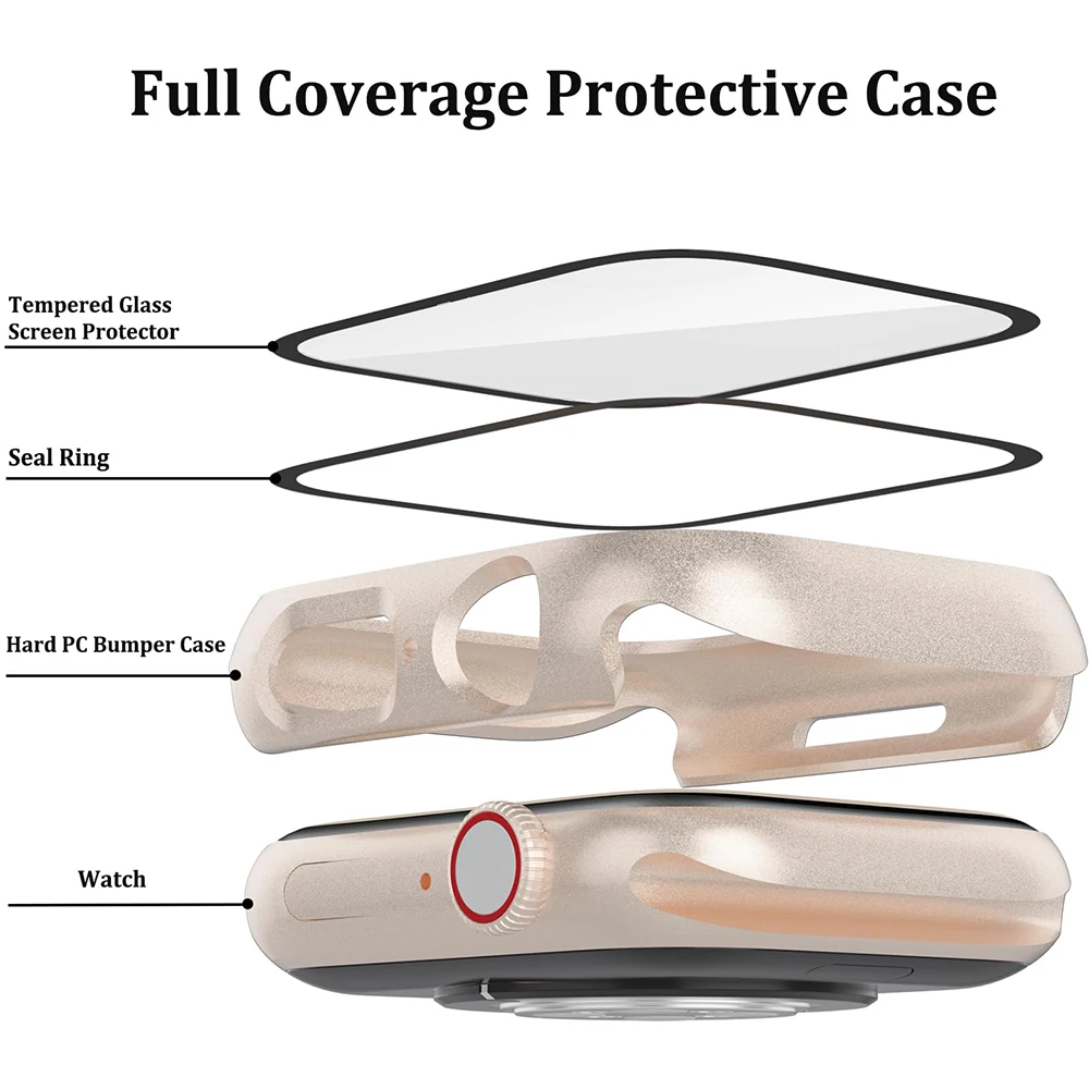 Durable Glass Cover for Apple Watch - Screen Protector & Case Combo