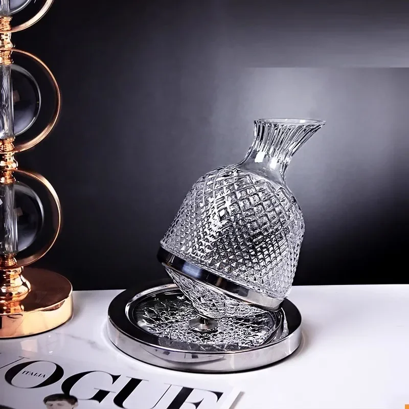 Wine aerator decanter 360 Rotating Wine Decanter Tumbler 1500ml Decanter Dispenser Crystal Glass Bottle Wine Aerator Mirror Jug Gift Bar Decoration