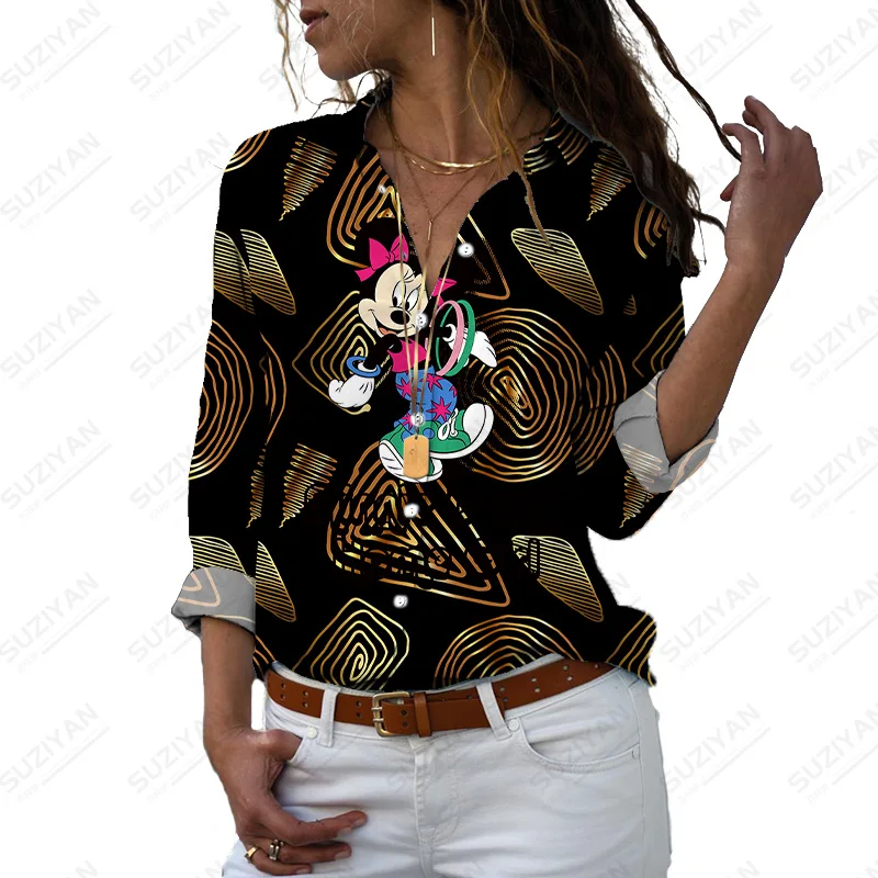 

Chains Print Loose Casual Office Shirts Camisa Casual Work Wear Blouses Temperament Long Sleeve Shirt Big Size Fashion New
