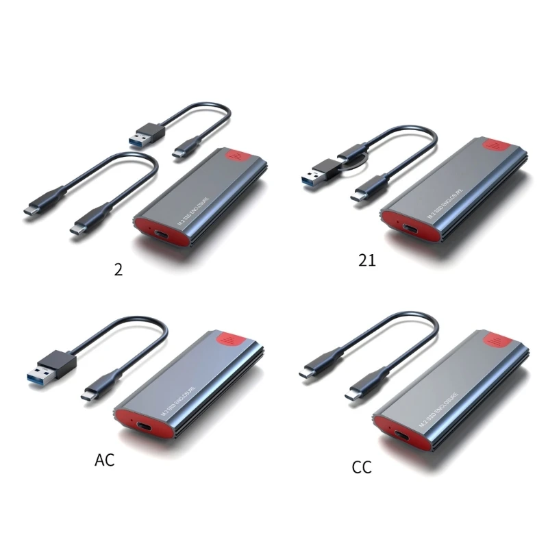 SSD 케이스 박스 지원 NVME PCIE USB Type-C 3.1 하드 드라이브 디스크 박스용 SSD 어댑터 SSD 케이스 인클로저