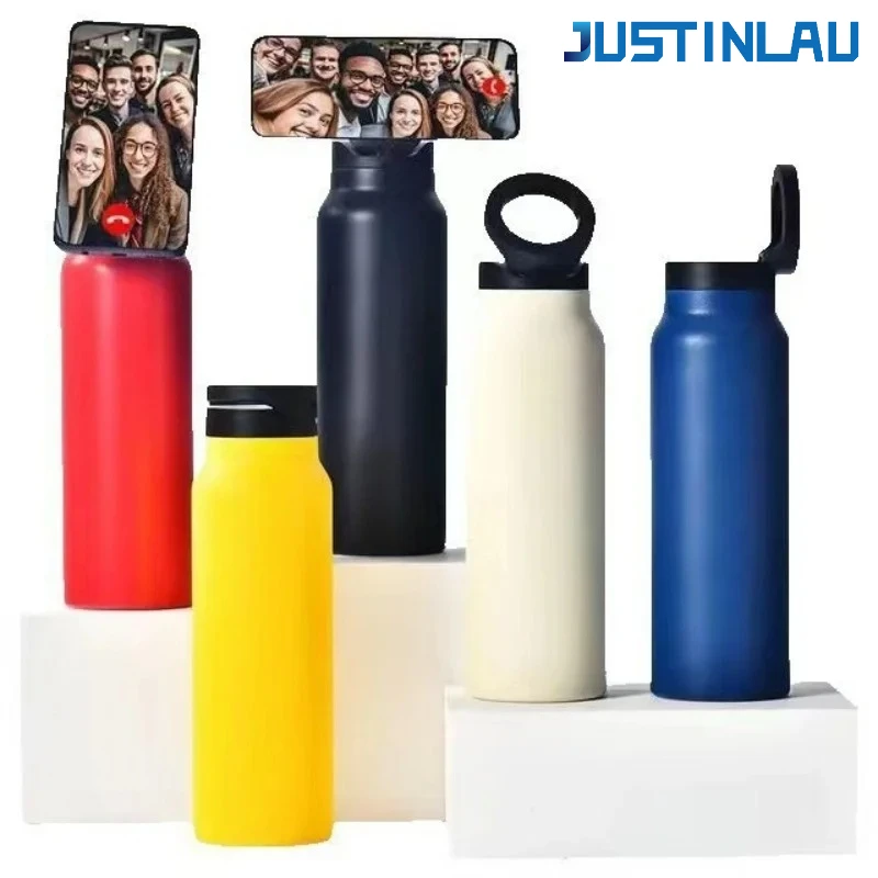 JUSTINLAU Portable Thermos Cup with Magnetic Holder Stainless Steel Double Layer Vacuum Flask Sport Cup Travel Mug Insulated Cup