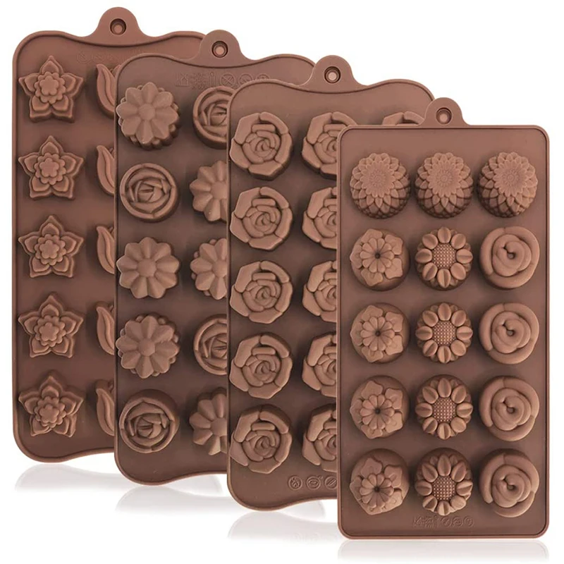Rose Flower Heart Chocolate Mold Waffle Alphanumeric Applicable Candy Ice Cube Jelly Handmade Soap Cake Decoration Baking | Дом и сад