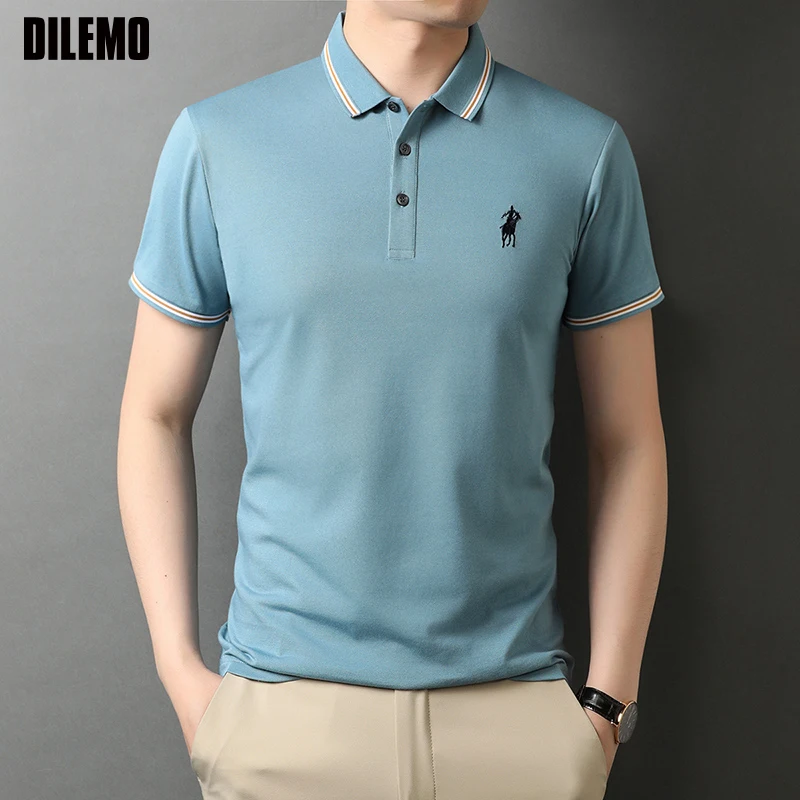 Top Grade New Designer Logo Brand Summer Mens Polo Shirts With Short
