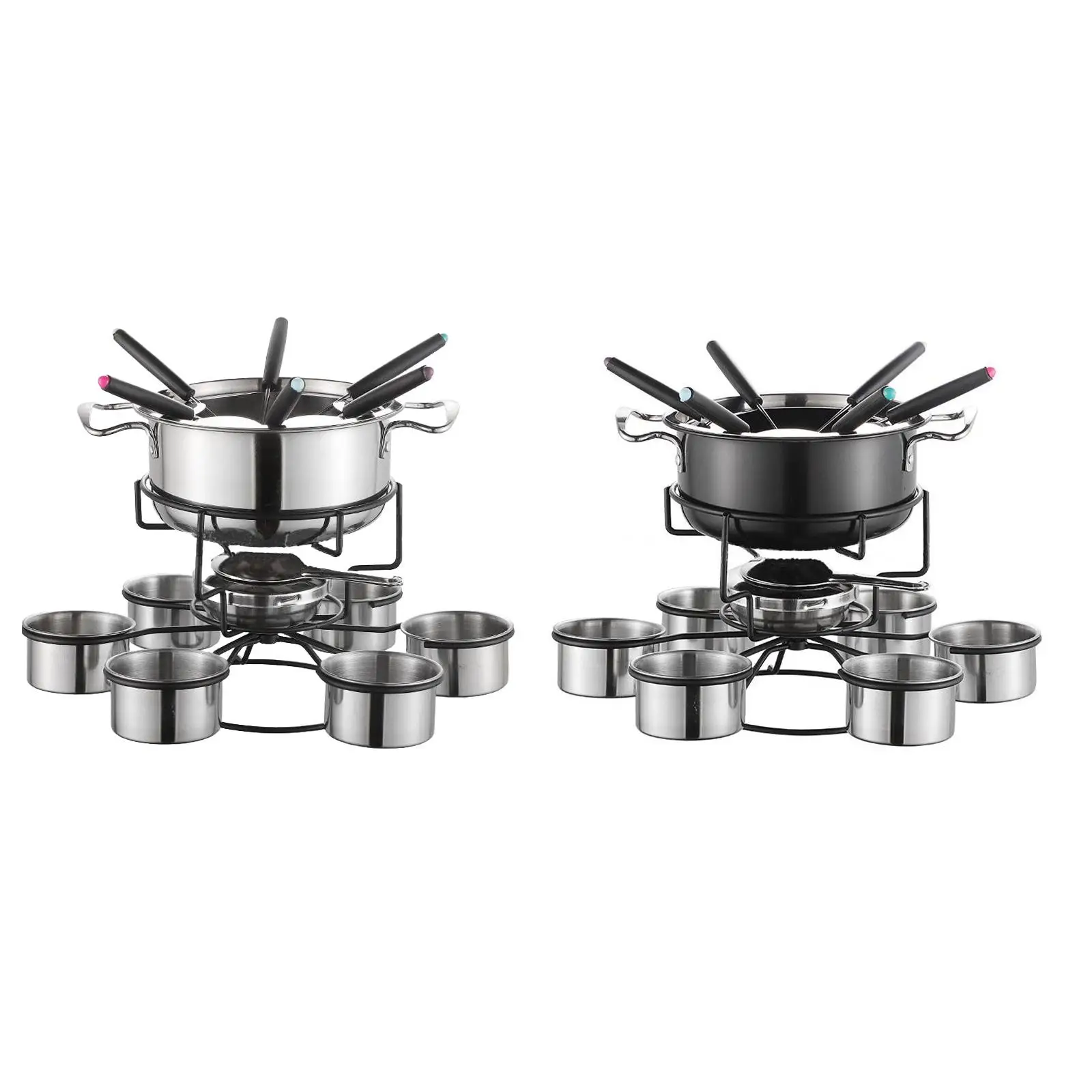 Fondue Pot Set Stainless Steel Lightweight Sturdy Multipurpoise Stable Home Portable Party Picnic Wedding Camping Outside