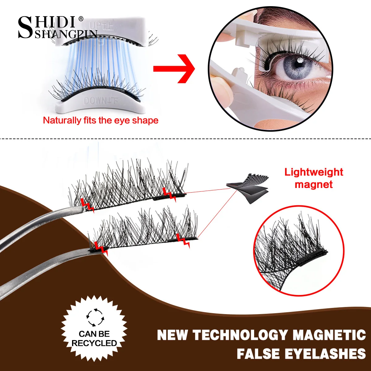 3D Magnetic Lashes Kit With Curler Natural Soft Magnetic False Eyelashes No Glue Needed Fluffy Reusable Make Up 5 pairs