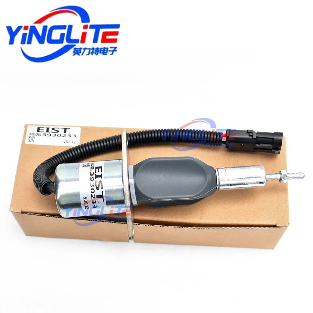 12V/24V Engine Fuel Shut-off Solenoid Valve 3930233 For Komatsu 6CT-8.3 ...