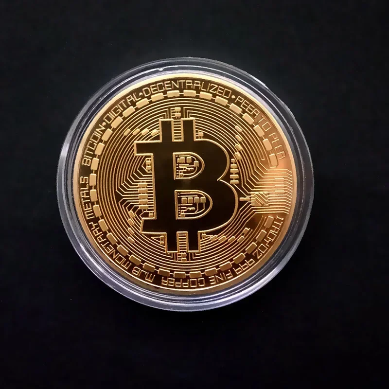 Vintage Gold-Plated Bitcoin Collectible Coin - Commemorative Art Piece