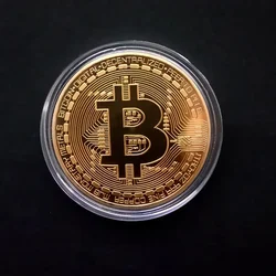 Vintage Gold - Plated Bitcoin Collectible Coin - Commemorative Art Piece (Gold has shell)