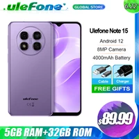 Ulefone Note 15 Smartphone Android 12 Phone 8MP Camera 6.22-inch 5GB RAM 32GB ROM 64GB Expandable 4000mAh Portable Cellphone 1