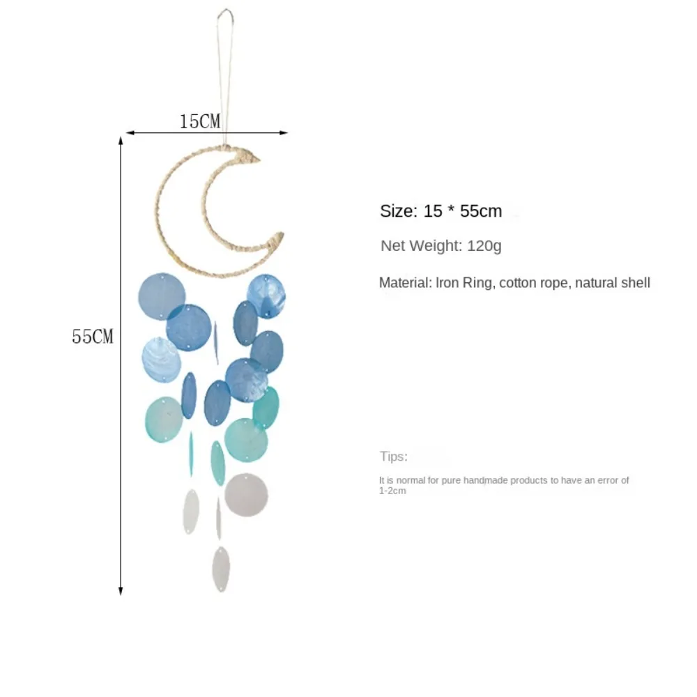 Creative Hanging Shell Moon Wind Chimes Home Decoration Dream Catchers Natural Shell Kids Room Pendant Circle Shell