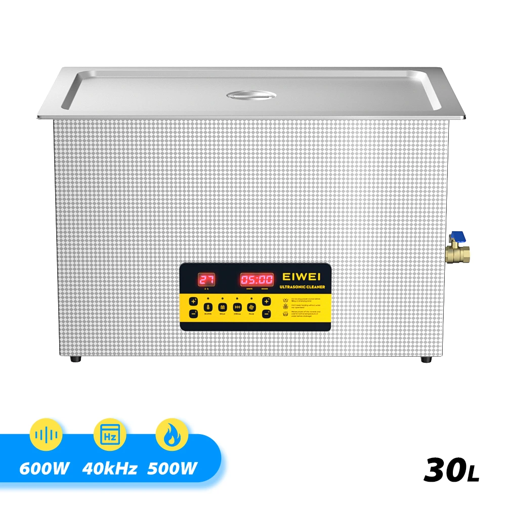 EIWEI Ultrasonic Cleaner Bath 30L 600W Degas Semiwave with Heater Timer Digital Display