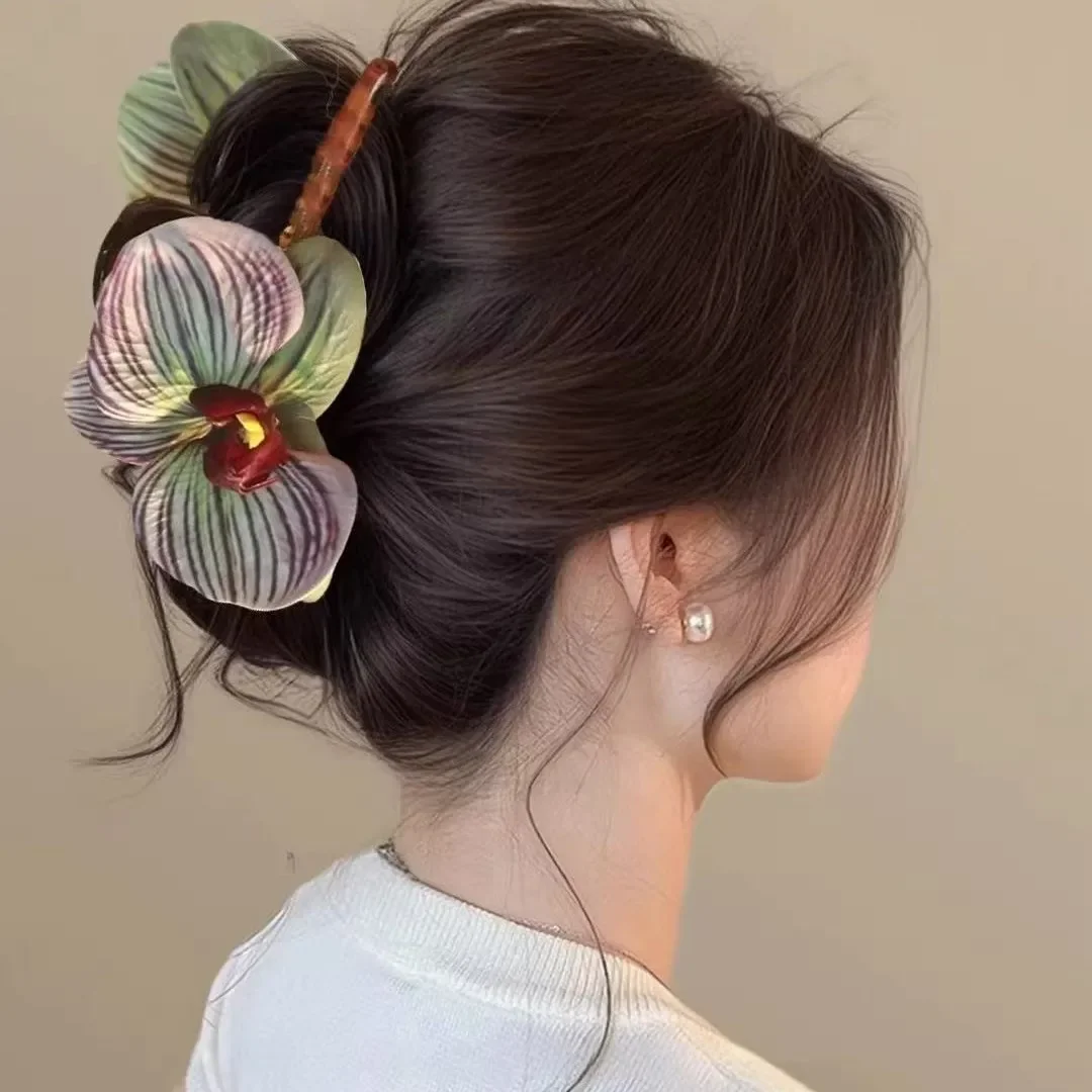 Fermaglio per capelli a forma di fiore phalaenopsis trendy_voghion.com