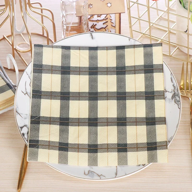 2-Ply Plaid Printing Paper Napkins 10/20pcs/pac paper napkins,tissue paper decoration
