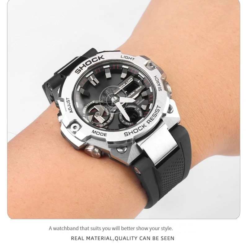 gst-b400 strap For Casio G-shock watch Men's Steel Heart GST-B400-1A silicone convex rubber watchband New Watch straps Wristband