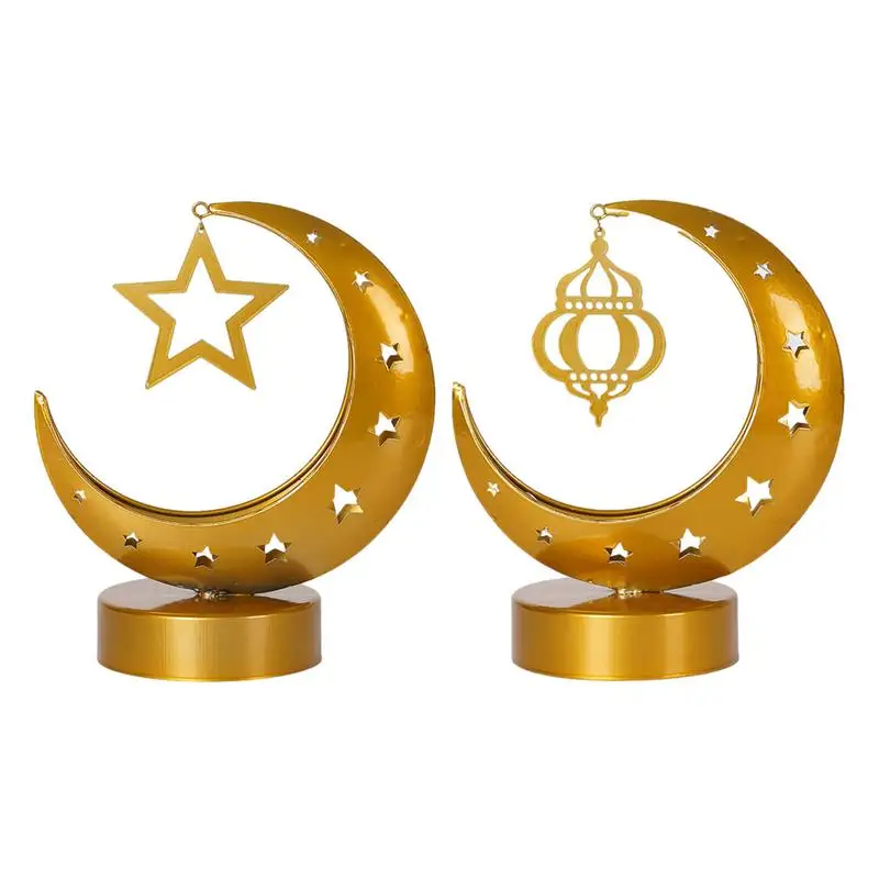 

Eid Moon настольная лампа, металлическая настольная лампа в форме Луны, декоративные настольные украшения, праздничные лампы для интерьера, украшения дома
